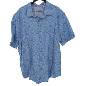 Robert Graham Button Down Shirt Paisley Men 2XL Blue Short Sleeve Classic Casual